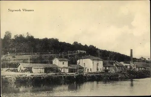 Ak Vilosnes Haraumont Lothringen Meuse, Sägewerk