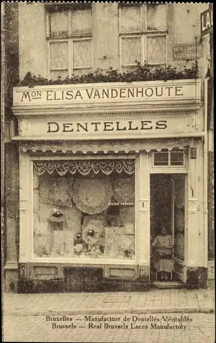 Ak Bruxelles Brüssel, Manufacture de Dentelles Véritables, Maison Elisa Vandenhoute