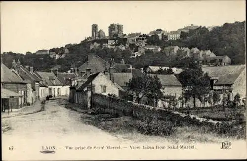 Ak Laon Aisne, Vue prise de Saint Marcel