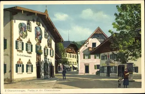 Ak Oberammergau in Oberbayern, Partie in der Ettaler Straße, Pension