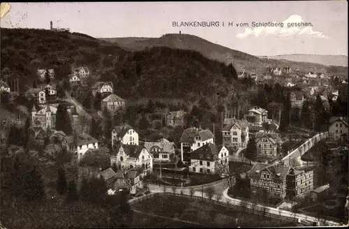 Ak Blankenburg am Harz, Totale vom Schloßberg aus