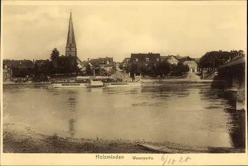 Ak Holzminden in Niedersachsen, Weserpartie