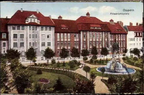 Ak Opole Oppeln Schlesien, Friedrichsplatz, Fontäne