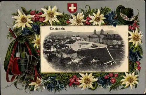 Präge Passepartout Ak Einsiedeln Kt. Schwyz Schweiz, Ortschaft