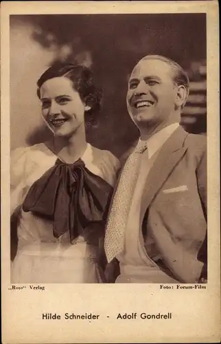 Ak Schauspieler Hilde Schneider und Adolf Gondrell, Portrait