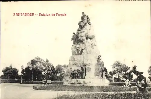 Ak Santander Kantabrien Spanien, Estatua de Pereda