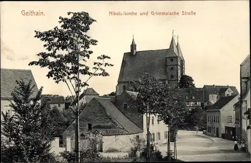 Ak Geithain in Sachsen, Stadtkirche St. Nikolai, Grimmaische Straße
