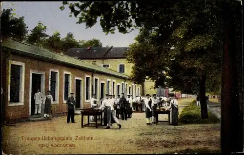 Ak Zeithain in Sachsen, Truppenübungsplatz, König Albert Straße