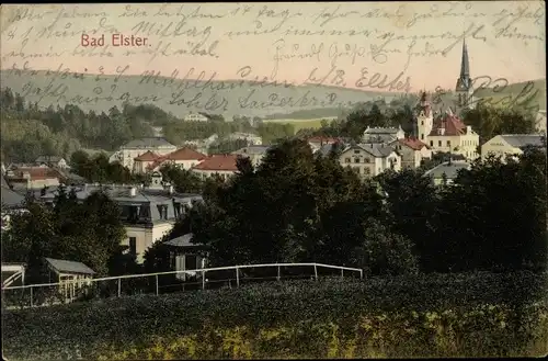 Ak Bad Elster im Vogtland, Panorama vom Ort