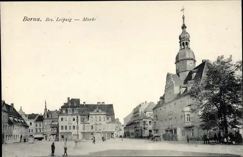 Ak Borna in Sachsen, Marktplatz, Rathaus, Carl Thomas, Kinder