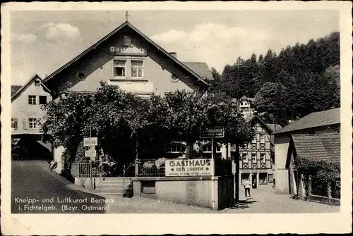 Ak Bad Berneck im Fichtelgebirge Oberfranken, Gaststätte Drei Linden