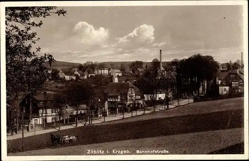 Ak Zöblitz Marienberg im Erzgebirge Sachsen, Bahnhofstraße