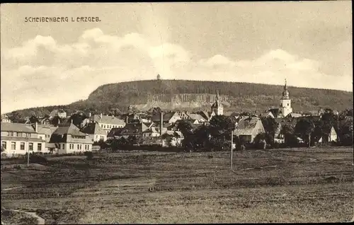 Ak Scheibenberg im Erzgebirge Sachsen, Panorama vom Ort