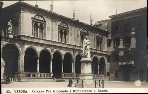 Ak Verona Veneto, Palazzo Fra Giocondo e Monumento a Dante