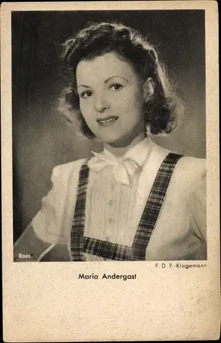 Ak Schauspielerin Maria Andergast, Portrait