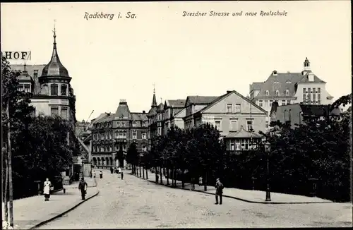 Ak Radeberg in Sachsen, Dresdner Straße u. neue Realschule