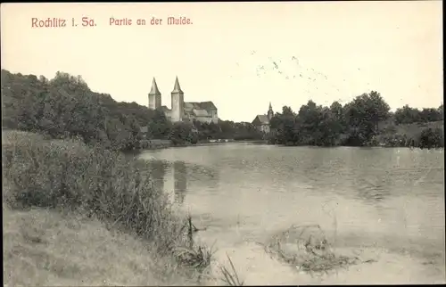 Ak Rochlitz an der Mulde, Partie, Mulde, Schloss Rochlitz