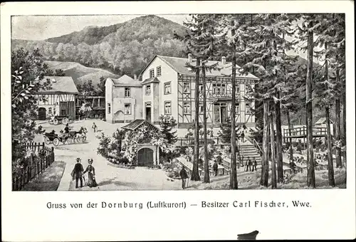 Künstler Ak Dornburg Hessen, Gastwirtschaft Carl Fischer Wwe.
