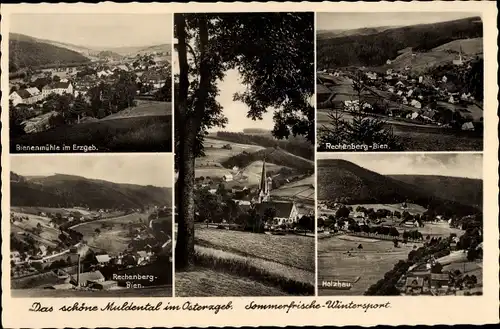 Ak Rechenberg Bienenmühle Erzgebirge, Kirche, Holzhau, Panoramas der Orte
