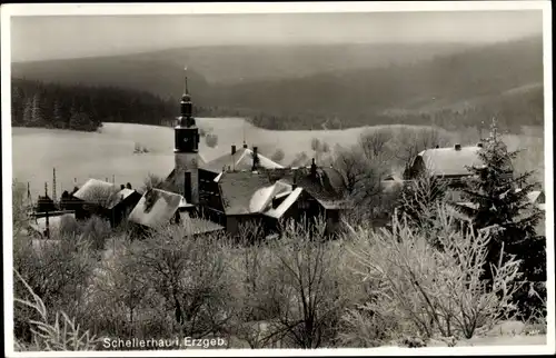 Ak Schellerhau Altenberg im Erzgebirge, Ortschaft, Winter