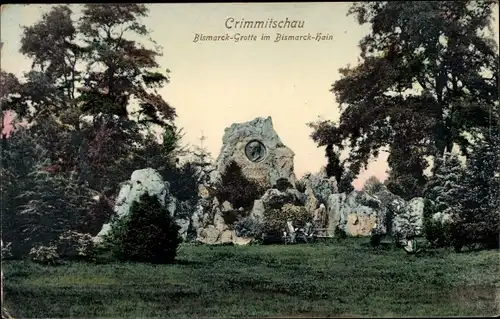 Ak Crimmitschau in Sachsen, Bismarck Grotte im Bismarck Hain