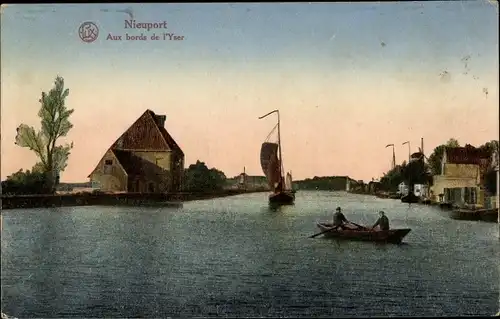 Ak Nieuwpoort Westflandern, Aux bords de l'Yser