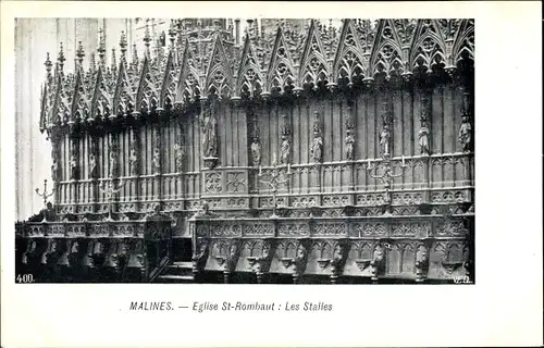 Ak Mechelen Malines Flandern Antwerpen, Eglise St. Rombaut, Les Stalles