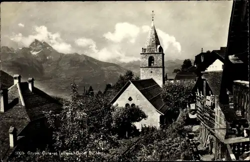 Ak Gryon Kt. Waadt Schweiz, Cure et Temple, Dents du Midi