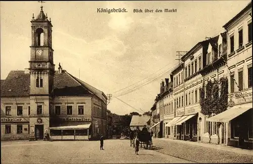 Ak Königsbrück in der Oberlausitz, Blick über den Markt, Ratskeller