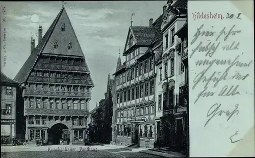 Mondschein Ak Hildesheim in Niedersachsen, Knochenhauer Amthaus