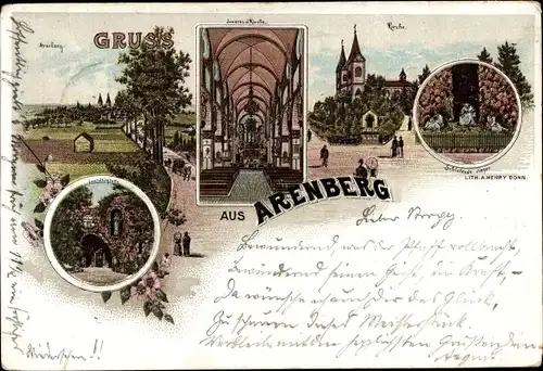 Litho Arenberg Koblenz, Kirche, Schlafende Jünger, Lourdesgrotte