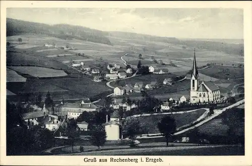 Ak Rechenberg Bienenmühle Erzgebirge, Totale mit Kirche