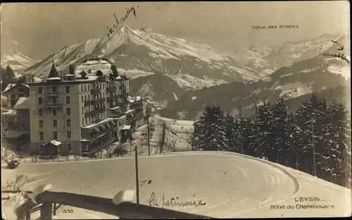 Ak Leysin Kt. Waadt Schweiz, Hotel du Chamossaire, Winter