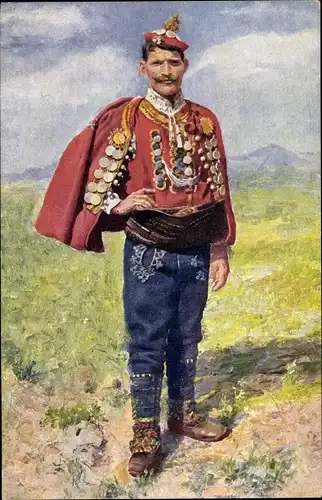 Künstler Ak Kleinmond, L., Kroatien, Mann in Volkstracht