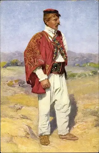 Künstler Ak Kleinmond, L., Kroatien, Mann in Volkstracht