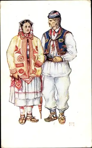 Künstler Ak Kroatien, Volkstrachten