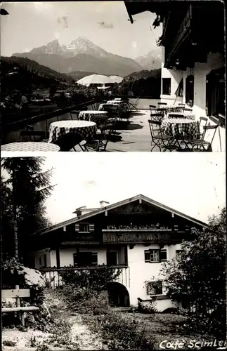 Foto Ak Berchtesgaden in Oberbayern, Café Seimler, Terrasse, Landschaftspanorama