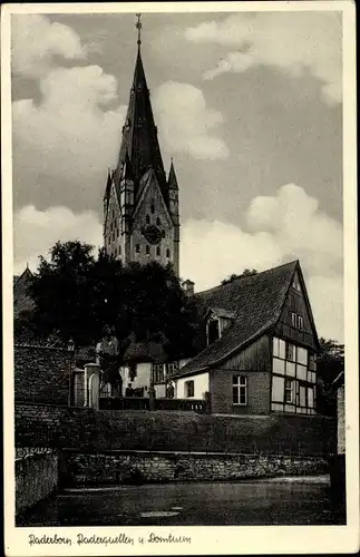 Ak Paderborn in Nordrhein Westfalen, Domturm, Paderquellen