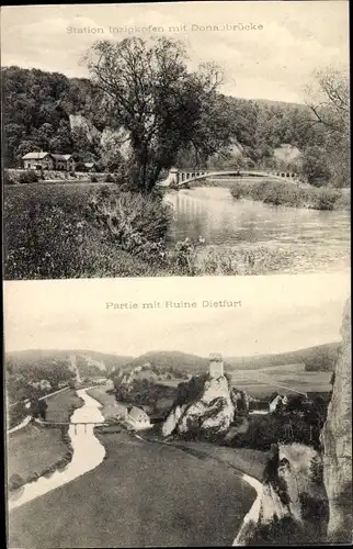 Ak Dietfurt Inzigkofen Baden Württemberg, Ruine, Station, Donaubrücke