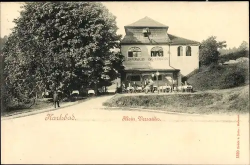 Ak Karlovy Vary Karlsbad Stadt, Klein Versailles, Cafe, Restauration