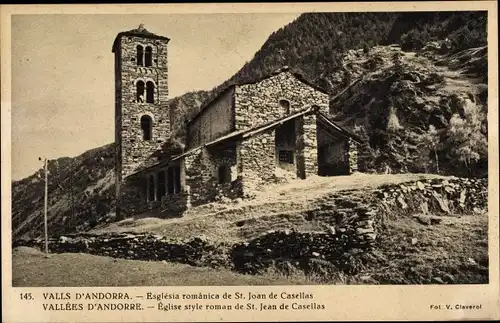 Ak Andorra la Vella Andorra, Église style roman de St. Jean de Casellas