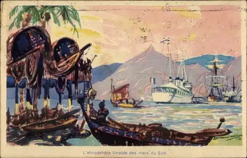 Künstler Ak Polynesien, Le sloop Régulus