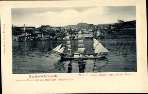 Ak Düsseldorf, Industrie- und Gewerbeausstellung 1902, Marine Schauspiel, Deutscher Flottenverein