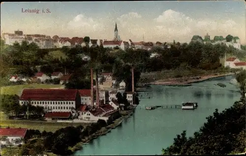 Ak Leisnig in Sachsen, Stadtpanorama, Fabrik