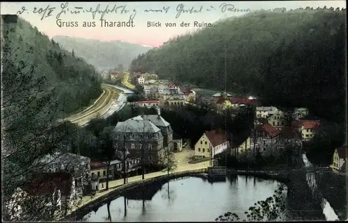 Ak Tharandt im Erzgebirge, Blick von der Ruine