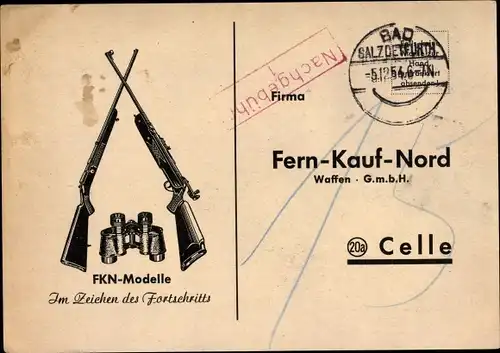 Ak Celle in Niedersachsen, Fern Kauf Nord Waffen GmbH, FKN Modelle, Gewehre, Fernglas