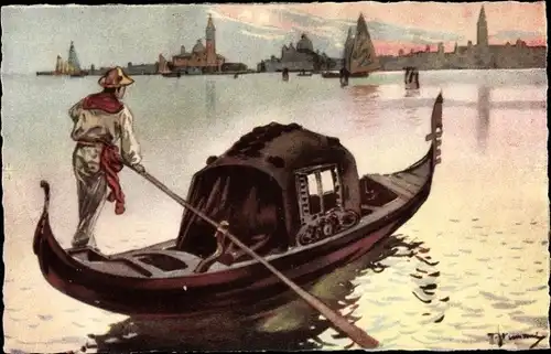 Künstler Ak Venezia Venedig Veneto, La Gondola, Gondel