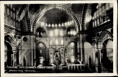 Ak Konstantinopel Istanbul Türkei, Süleymaniye Moschee, Innenansicht