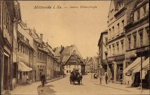 Ak Mittweida in Sachsen, Innere Weberstraße