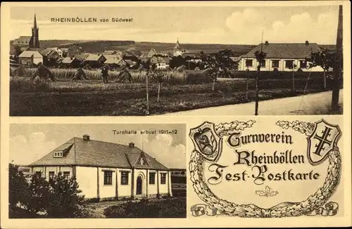 Ak Rheinböllen Rheinland Pfalz, Turnverein, Festpostkarte, Turnhalle
